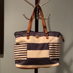 Blue and White Stripped Tommy Hilfiger Bag